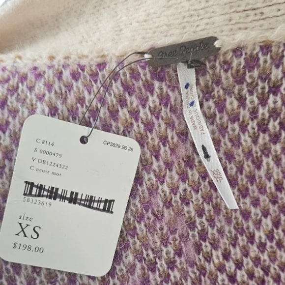 NWT Free People Argyle Avenue Cardigan, Alpaca Wool. New. XS. oversized. - Picture 9 of 11